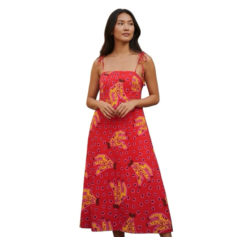 House Of Harlow 1960 Tiki Banana Slip Dress Red Open Back Size‎ Small